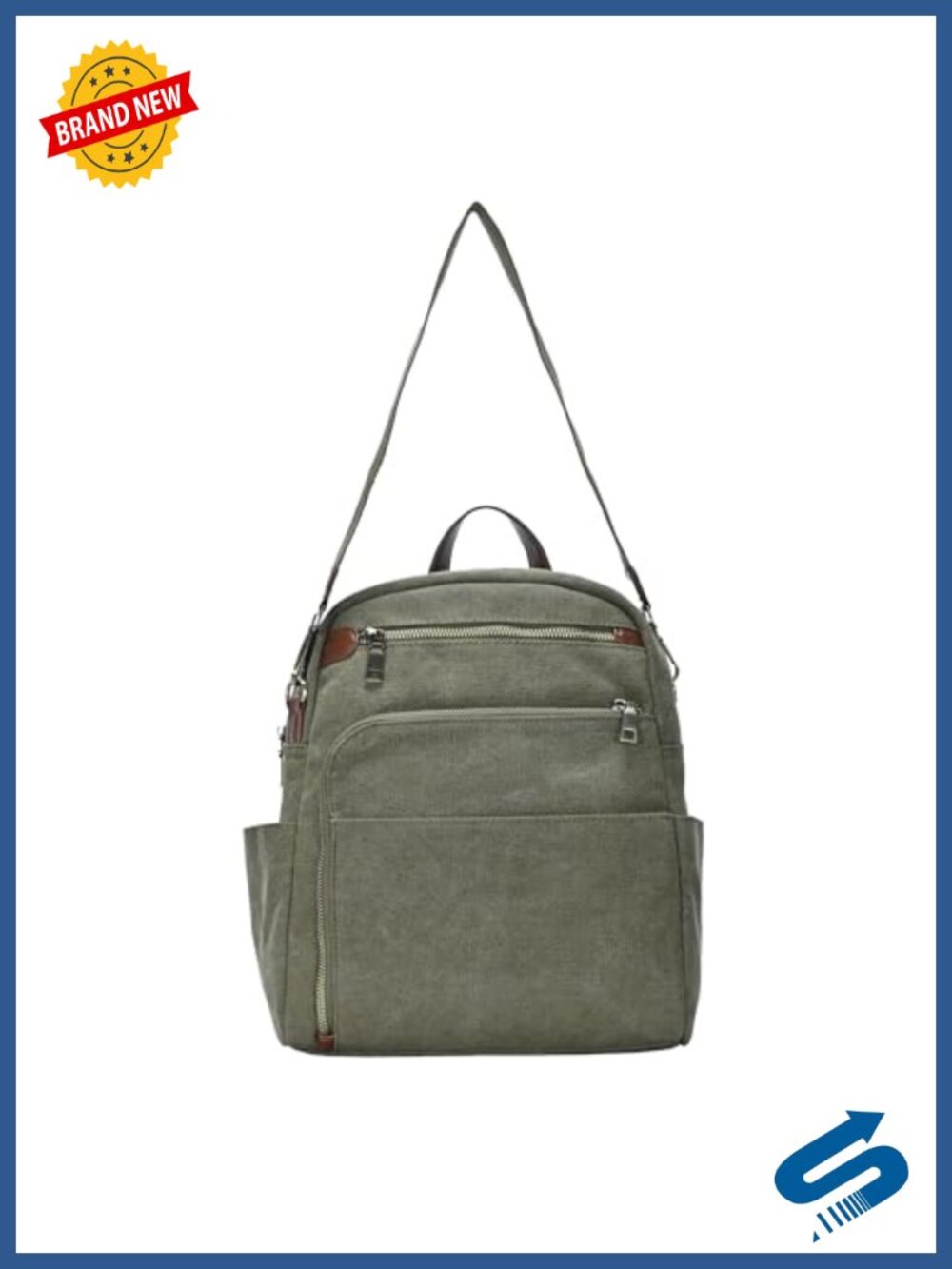 Convertible Canvas Backpack Purse 2-in-1 Daypack Travel Bag